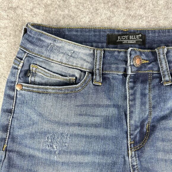 Judy Blue Jeans Womens 28 Distressed Relaxed Fit Dark Wash Everyday Stretch - Picture 3 of 16